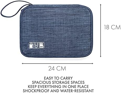 Woodland Leathers Woodland cable bag and cable organiser bag is a travel essentials electronics travel organizer Chargers, Cables, USB Drive, SD Card, power bank and Hard Disk with Handle (Navy) - Image 5