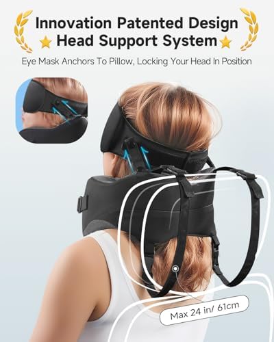 Umisleep Travel Pillow, Memory Foam Neck Pillow for Travel with 360°Support, Adjustable & Detachable for Airplane & Car, Ergonomic Neck Cushion for Adults with Eye Mask & Carry Bag, Black - Image 3