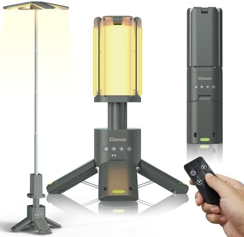 Telescopic Camping Lights Rechargeable 14000 mAh Led Multifunction Magnetic Lanterns Job Site Lighting Cordless Dimmable Camping Tent Lamp Portable Power Supply 6000LM IPX5 Waterproof (Space Gray)
