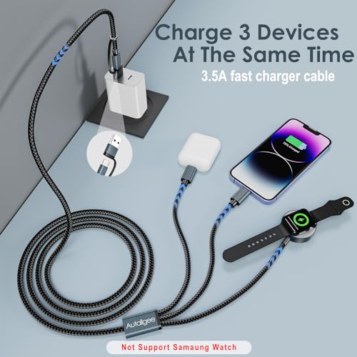 Upgraded for Apple Charger iPhone Charger Cable,3 in 2 for Apple Watch Charger/L Cable/USB C Cable,Travel Essentials Multi Fast Charging Cable Compatible with iWatch Series,iPhone 17-11, for RGB Cable - Image 8