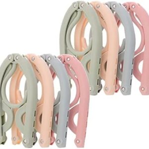 8pcs Folding Clothes Hangers, LOMYLM 4 Colors Travel Hangers Foldable Portable Plastic Clothes Coats Hangers Home Hotel Camping Holiday Travel Accessories Cruise Essentials (Green/Blue/Pink/Beige)