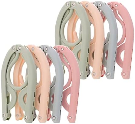 8pcs Folding Clothes Hangers, LOMYLM 4 Colors Travel Hangers Foldable Portable Plastic Clothes Coats Hangers Home Hotel Camping Holiday Travel Accessories Cruise Essentials (Green/Blue/Pink/Beige)