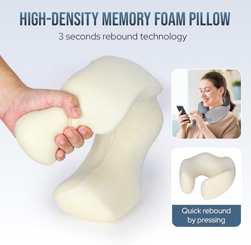 Euqvunn Travel Pillow for Airplane, Memory Foam Neck Pillow for Travel, Soft & Adjustable & Compact Ice Silk Flight Pillow for Adults, Ergonomic Travel Neck Pillow, with Storage Bag(Gray) - Image 3