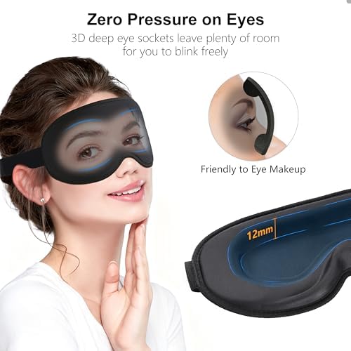 Gritin 100% Blackout Sleep Mask for Women & Men-Zero Eye Pressure Eye Mask for Sleeping, 3D Cutout Eye Movement, Ultra Soft & Comfortable Blindfold for Sleep/Travel Essentials-EarPlugs Included - Image 3