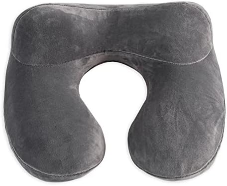 Inflatable Travel Pillow, Neck Pillow Support for Traveling, Airplanes, Cars, and Offices with Compact Carrying Bag, Soft Velvet Washable Cover, Ideal for Adult Sleepers (Grey) - Image 2
