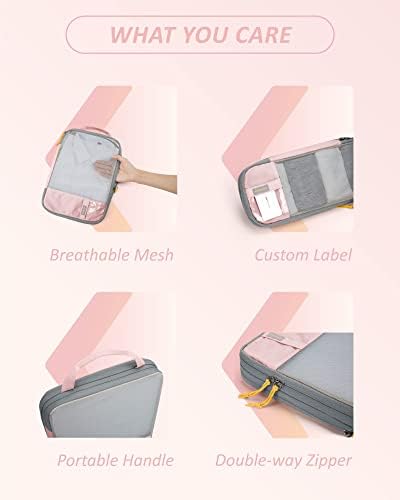 BAGSMART Compression Packing Cubes for Suitcases & Backpack, 6 Set Travel Organisers Bags with Label Pocket for Luggage, Travel Essentials, Holiday & Camping Accessories, Baby Pink - Image 6
