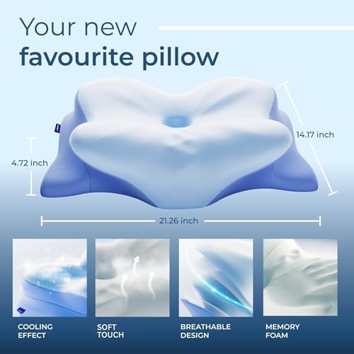 Derila ERGO Memory Foam Pillow. Cervical Neck Pillow for Back, Stomach & Side Sleeper. Butterfly Form Pillows for Neck and Shoulder, size 54x36x12cm - Image 3