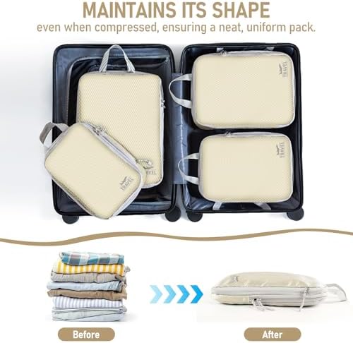 Compression Packing Cubes for Travel, Travel Essentials Luggage Organizer bags for Suitcase, Durable Compression Travel Packing Cubes for Carry on Backpack - Image 2