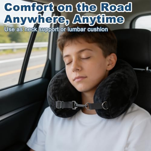 Stuffable Neck Pillow for Travel, U-Shaped Pillow with Storage Bag, Neck Pillow Storage with Adjustable Strap, Travel Pillow with Soft Head Support for Airplane, Camping, Train, Hiking - Image 7