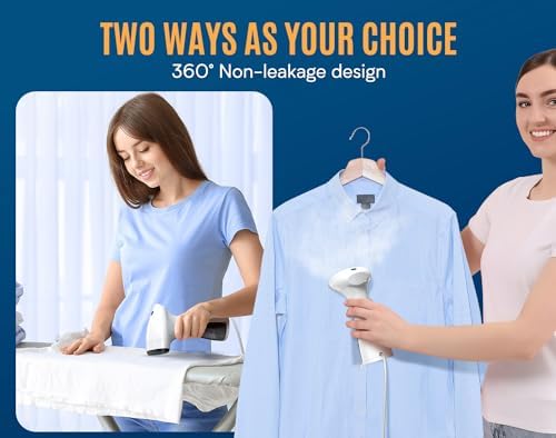 OLAYMEY Clothes Steamer 1600W, Handheld Steamer Clothing 25g Jet Steam Rate for Home Travel, Portable Garment Steamer Iron Removes Wrinkle and Odours with Detachable Water Tank-GY2000 - Image 4