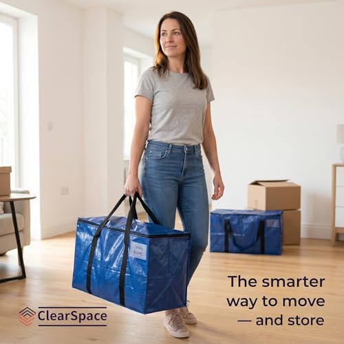 Heavy Duty Moving Boxes or Storage Bags – Storage Bins with Lids, Large Moving Bags with Backpack Straps & Handles – Moving Supplies for College Dorm or Christmas Decorations, 6 Pack - Image 8