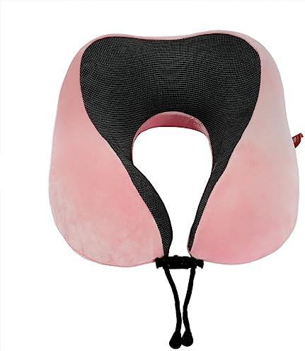Memory Foam Travel Pillow, Neck Pillow with 360-Degree Head Support, Comfortable and Lightweight, Ideal for Sleeping on Airplane, Car, Train, Bus and Home Use, Comes with Storage Bag (Pink) - Image 2