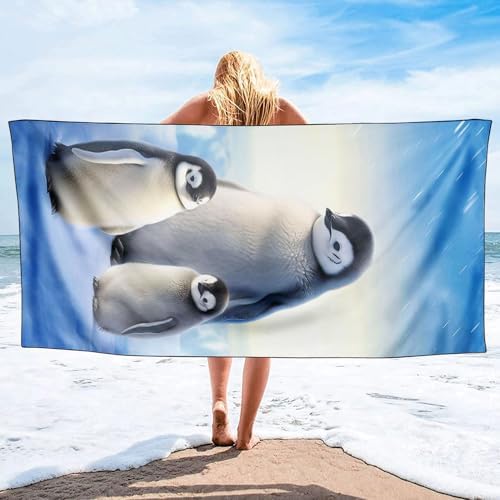 YISUMEI Penguins Family Beach Towels for Adults Extra Large 180 x 90 cm, Microfibre Quick Dry Towel for Travel Swimming Camping Sports - Image 2