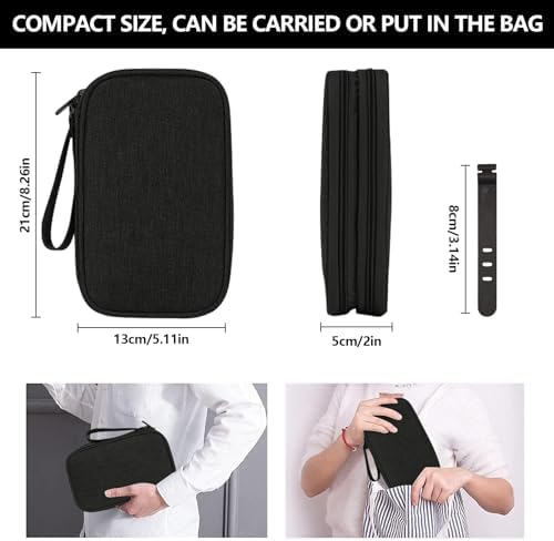Portable Cable Organiser Bag Travel Organiser Double-Layer Cable Organiser Bag All-in-One Electronics Case for Tech Accessories, Charger, Power Bank,Earphone,Stylish Travel Gear for Men & Women - Image 3