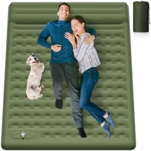 Camping Air Bed 12-15CM Extra Thick, Reinforced Support Structure with Built-in Foot Pump and Pillow Portable Camping Sleeping Mat Air Mattress for Tent Backpacking Hiking Travel