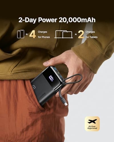 INIU Power Bank, Smallest 45W Fast Charging 20000mAh Portable Charger with Built-in USB C Cable, Flight-Safe Mobile Phone Powerbank, Battery Pack for iPhone 17 16 15, Samsung, Xiaomi, iPad etc, Black - Image 4