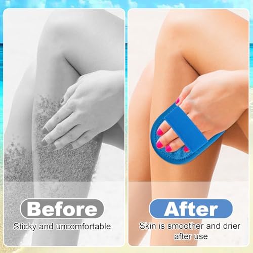 Gosknor 2pcs Sand Remover Bag, Wipe Off Cleaner Mitts Soft Comfortable Sand Remover Pouch Brush with Zipper Seaside Vacation Essentials for Camping Beach Party Activities Accessories(Gray, Blue) - Image 5