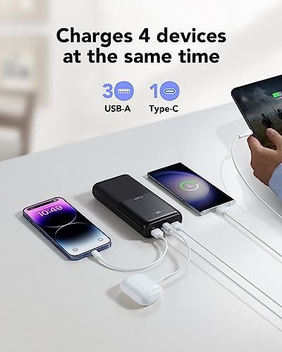 VIYISI Power Bank 30000mAh 22.5W Fast Charging USB C Portable Charger with 4 Outputs & 3 Inputs for Samsung iPhone iPad Android Phones - Black - Image 4
