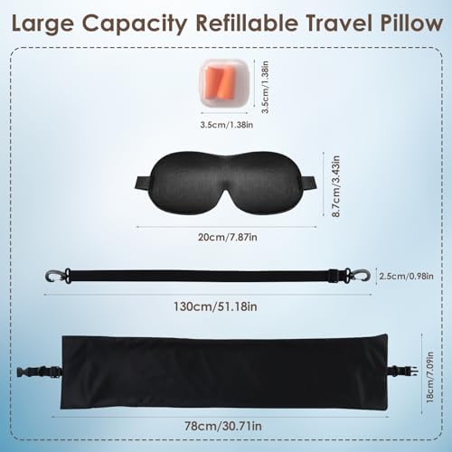 VINEST Stuffable Wearable Travel Neck Pillow Set, Stuffable Travel Pillow with Adjustable Straps, Soft Airplane Pillows Stuffable for Essentials Extra Luggage, Travel Essentials (Black) - Image 2
