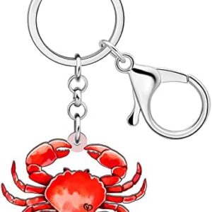 Acrylic Funny Sea Crab Keychains Crab Car Key Ring Jewelry Gifts for Women Girls Backpacks Charms (Red)