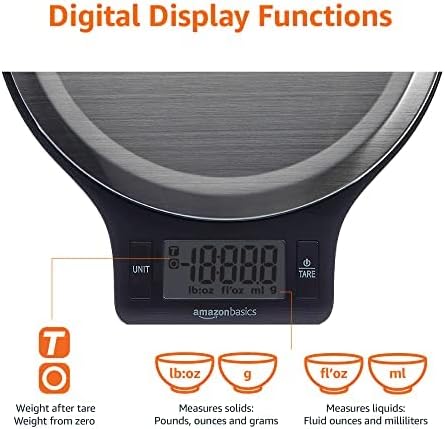 Amazon Basics Digital kitchen scales with LCD display (with batteries), Black and Stainless Steel, BPA free, Weighs up to 11 pounds - Image 6
