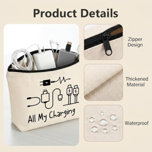 Charging Cable Organizer Bag, All My Charging Stuff Bag for Travel Backpack Funny Makeup Bag Gifts for Women Men, Lightweight Holiday Essentials Storage for Tech Gadgets and Cosmetics Gift for Friends - Image 5