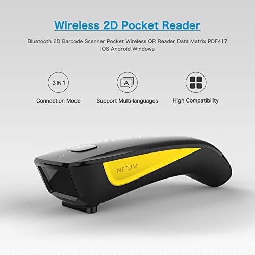 NETUM Bluetooth Mini Barcode Scanner 2.4G Wireless Compatible, Small Pocket USB 1D 2D QR Code Scanner for PC POS, Bar Code Image Reader for Tablet iPhone iPad Android iOS - C750 - Image 2