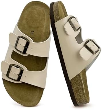 Cork Footbed Sandals for Boys Girls - Comfortable Double Buckle Slip - 2026 Beach Essentials Little Big Kids Sandals - Memory Foam Vacation Essentials Slides for Kids Footwear