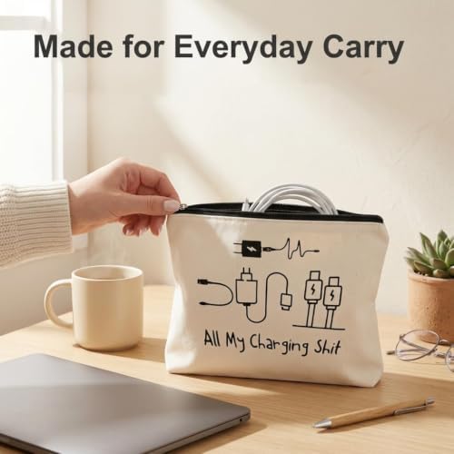 Charging Cable Organizer Bag, All My Charging Stuff Bag for Travel Backpack Funny Makeup Bag Gifts for Women Men, Lightweight Holiday Essentials Storage for Tech Gadgets and Cosmetics Gift for Friends - Image 6