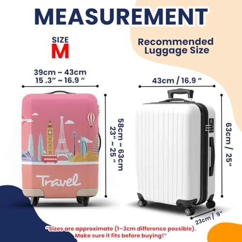 Suitcase Cover with Luggage Tag | Luggage Protector | Suitcase Protector Cover with Zipper - Luggage Cover Protection (Pink Travel, M) - Image 6
