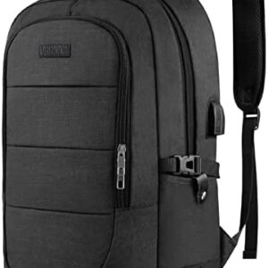 VSNOON Anti-Theft Laptop Backpack, 15.6-17.3 inch Business Laptop Rucksack Bag with USB Charging Port & Lock, Water Resistant Travel Backpack Computer Bag for Women Men, Black