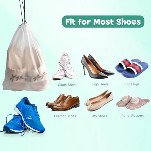 12 Pcs Shoe Bags for Travel PLULON Clear Drawstring Travel Shoe Bags for Packing Waterproof Dustproof Shoes Organizer Pouch Travel Accessories Shoe Storage Bag for Women Men Portable Travel Essentials - Image 5
