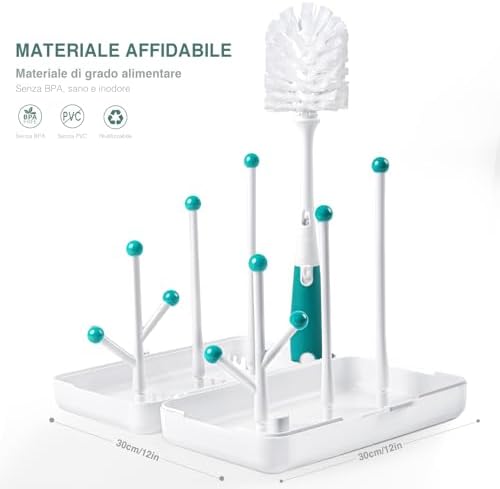Termichy Baby Bottle Drying Rack on the Go with Brushes, Drying Rack for Bottles, Grey Teats, BPA Free (Teal) - Image 2