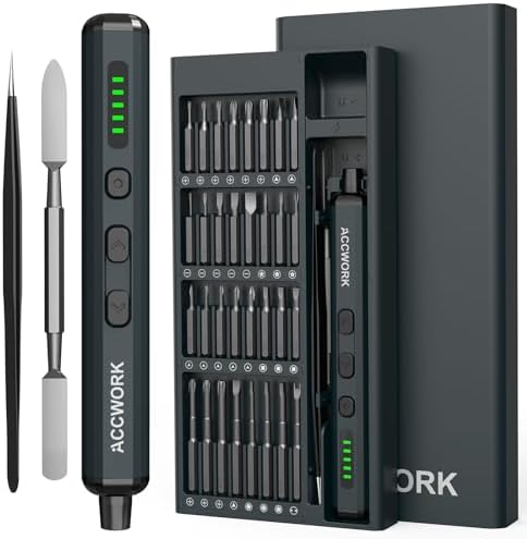 Mini Electric Screwdriver, 68 in 1 Precision Screwdriver Set with 64 Magnetic Bits, 5 Torque Settings, 4 LED Lights, Rechargeable Repair Tool Kit for Electronics, Phone, Camera, Laptop, Watch