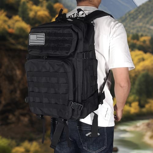 Oreunik Military Backpack 45L Waterproof Tactical Backpack Molle Backpacks Large Back pack for Travelling,Outdoor Trekking,Camping,Hiking,Fishing,Hunting,Gym(Black) - Image 2