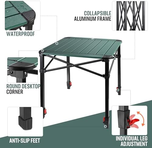 VILLEY Camping Table Folding, Lightweight Roll Up Aluminum Camp Table with Carry Bag, Adjustable Height Portable Outdoor Table for Picnic, Beach, Hiking, Fishing, Medium - Image 4