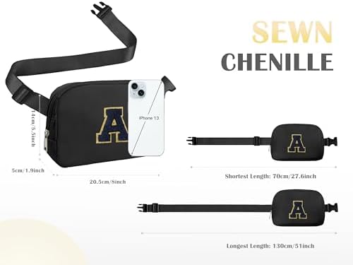 Travel Essentials Initial Fanny Pack with Adjustable Strap Cute 5 6 7 8 9 10 11 12 13 Year Old Girl Gifts Crossbody Everywhere Chest Pouch Belt Bag Beach Vacation Essentials for Women Black E - Image 5