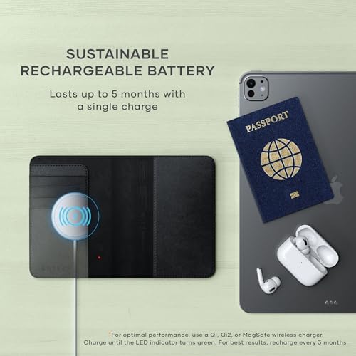 Satechi Passport Holder for Travel with Find My, Passport Cover with 4 Card Holder, Wireless Charging, and RFID Protection – Travel Essential Synthetic Material (PU) Passport Holder – Black - Image 4