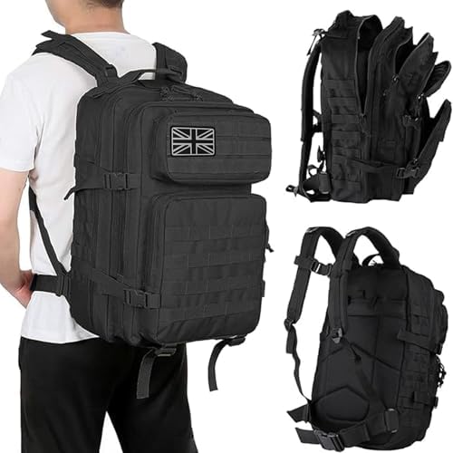 Oreunik Military Backpack 45L Waterproof Tactical Backpack Molle Backpacks Large Back pack for Travelling,Outdoor Trekking,Camping,Hiking,Fishing,Hunting,Gym(Black) - Image 4
