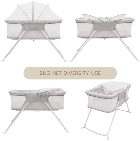 Foldable Baby Crib With Mosquito Net for home or travel | Baby Bed, Travel Cot, Gift for Newborn(0-9kg),Travel bed, compact fold crib,Cradle,Rocking function,Lightweight - Image 8