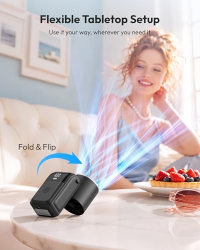 gaiatop Mini Handheld Fan Portable, 3-in-1 Foldable Small Turbo Fans with 6-Gear High Speed, Max 15 Hrs Rechargeable Hand Fan, Outdoor Camping Travel Essentials, Summer Gifts for Women Men, Black - Image 4