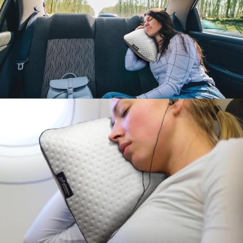 alkamto Travel Pillow - Ergonomic Neck Support Camping Memory Foam Pillow with Temperature-Regulating Pillowcase - Included Waterproof Travel Carry Bag - Image 3