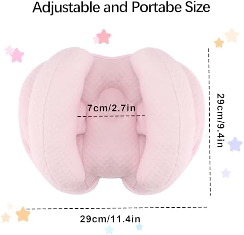 2 in 1 Baby Travel Cushion, Banana Shape Adjustable Baby and Infants Neck Head Support Car Seat Insert Cushion for 3 to 12 Month, Pink - Image 7