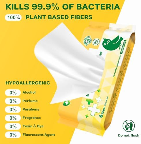 Mini Antibacterial Wet Wipes Travel Size, Pocket Hand Wipes, Alcohol Free, Hypoallergenic for Adults & Kids, Travel Essentials Small Pack Multipurpose Cleaning Wipes 8 Pack (48 Wipes Total) - Image 3