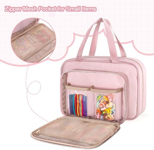 Fasrom Hair Accessories Storage Bag for Girls, Hair Bow Organizer, Hair Accessories Storage Carrying Case Pink - Image 2