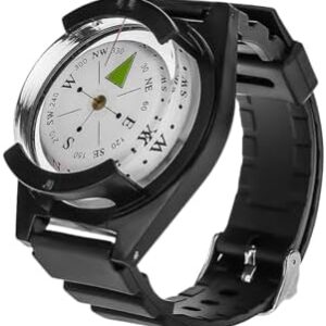 Wrist Compass, Outdoor Compass Watch with Glow in Dark Dial & Adjustable Rubber Strap for Hiking Camping, Survival Gear