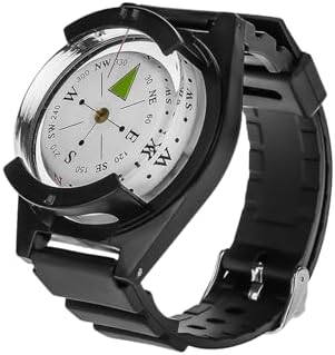 Wrist Compass, Outdoor Compass Watch with Glow in Dark Dial & Adjustable Rubber Strap for Hiking Camping, Survival Gear