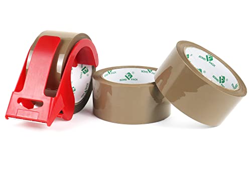 BOMEI PACK 3 Rolls No Bubble Brown Secure Sticky Packing Tape with 1 Dispenser,Heavy Duty Sealing Tape for Moving Boxes Sealing,48mic x 48mm x 66m - Image 7
