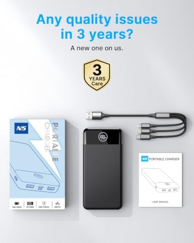 Power Bank Fast Charging 26800mAh,Portable Charger 22.5W Phone Battery Pack Attached USB-C/iOS/Micro-USB Cable, Powerbank for iPhone 17 16 15 14 13 Samsung, for Travel Camping Essentials - Image 7