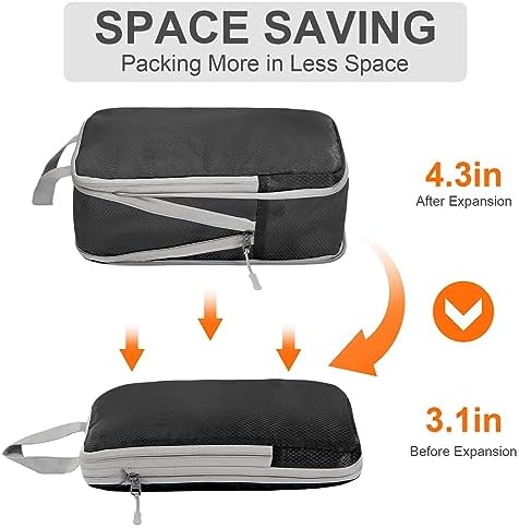 Compression Packing Cubes,4 Set Ultralight Packing Cubes for Carry on Suitcase, Travel Packing Essentials for Suitcase Organizer Bags Set, Durable Travel cubes for Luggage (Set of 4, Black) - Image 4